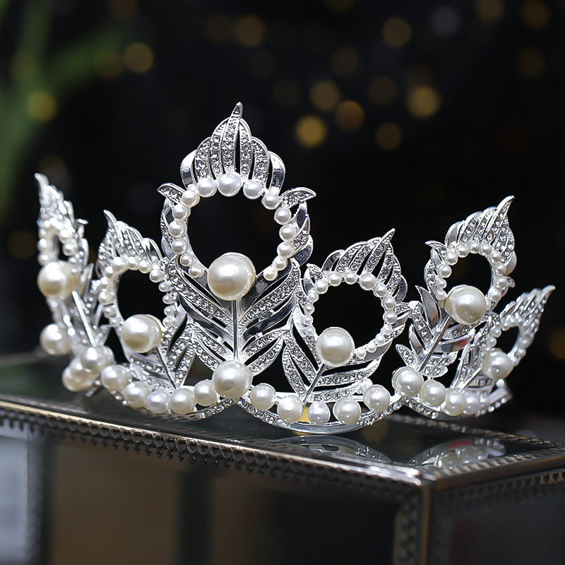 Tiara od legure s rhinestones, ženski dodatak za glavu, Barok retro stil, elektroplatinska završna obrada