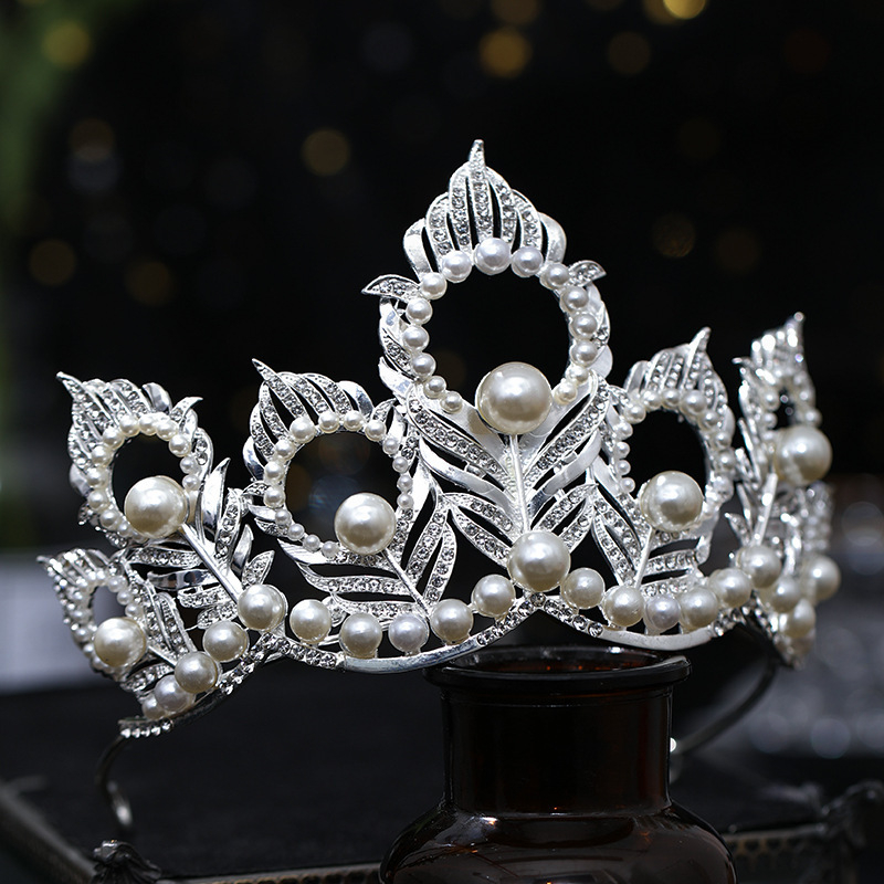 Tiara od legure s rhinestones, ženski dodatak za glavu, Barok retro stil, elektroplatinska završna obrada