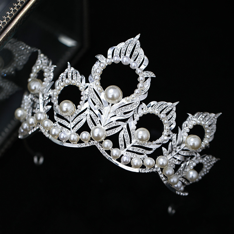 Tiara od legure s rhinestones, ženski dodatak za glavu, Barok retro stil, elektroplatinska završna obrada