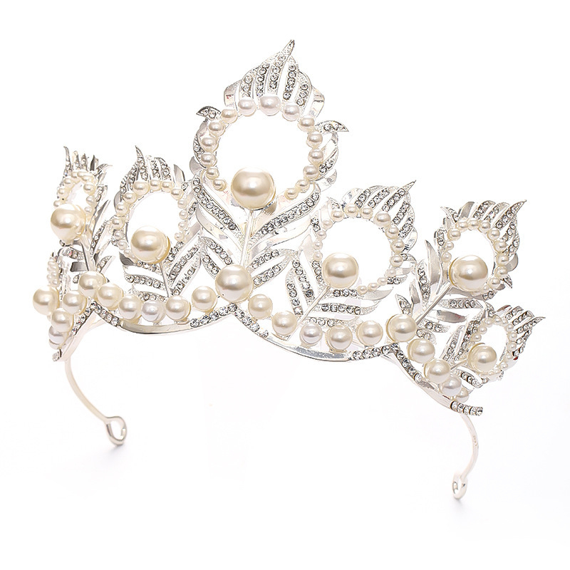 Tiara od legure s rhinestones, ženski dodatak za glavu, Barok retro stil, elektroplatinska završna obrada