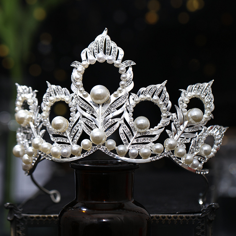 Tiara od legure s rhinestones, ženski dodatak za glavu, Barok retro stil, elektroplatinska završna obrada