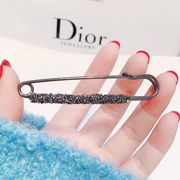 Retro broš s kristalima, U-oblik dizajn, unisex, pozlaćeni umjetni dragulji mozaika