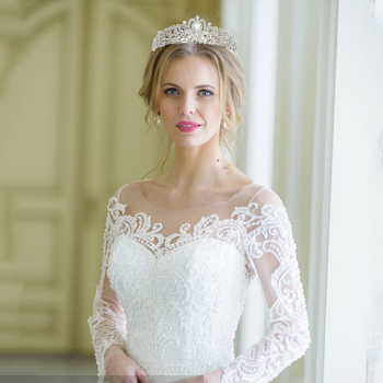 Barokni stil tiara princeze s kristalima, od legure, elektroplatiranje, oblik krune, moda