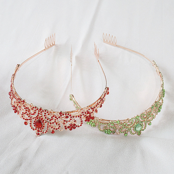 Barokni stil tiara princeze s kristalima, od legure, elektroplatiranje, oblik krune, moda