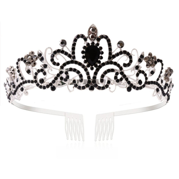 Barokni stil tiara princeze s kristalima, od legure, elektroplatiranje, oblik krune, moda