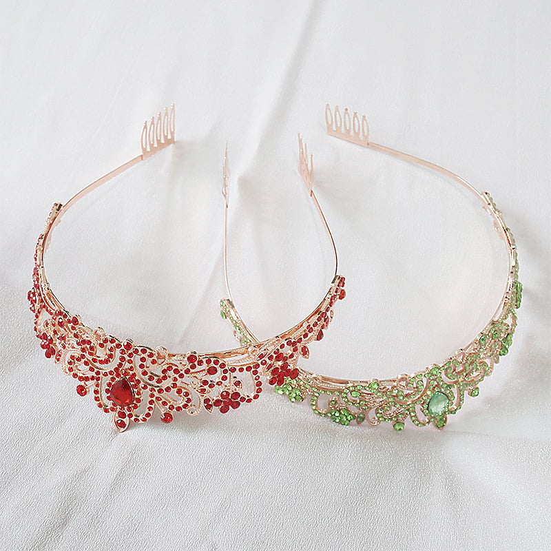 Barokni stil tiara princeze s kristalima, od legure, elektroplatiranje, oblik krune, moda