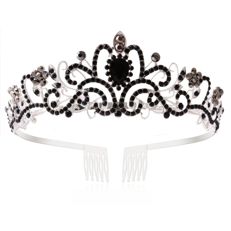 Barokni stil tiara princeze s kristalima, od legure, elektroplatiranje, oblik krune, moda