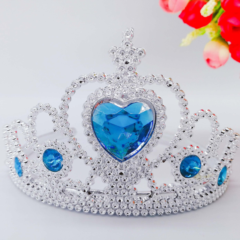 Set za dječju glavu: kruna, čarobni štapić i pletenice — crtani princ, akrilni kristali, elektroplatinirana kruna