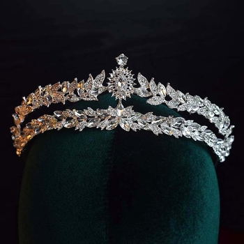 Svadbena tiara za kosu u korejskom stilu, legura, elektroplatinirana, kristalni dodatak