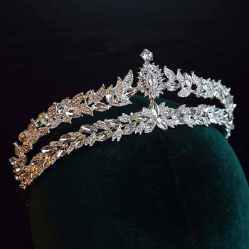 Svadbena tiara za kosu u korejskom stilu, legura, elektroplatinirana, kristalni dodatak