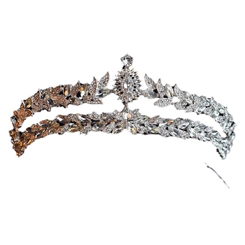 Svadbena tiara za kosu u korejskom stilu, legura, elektroplatinirana, kristalni dodatak