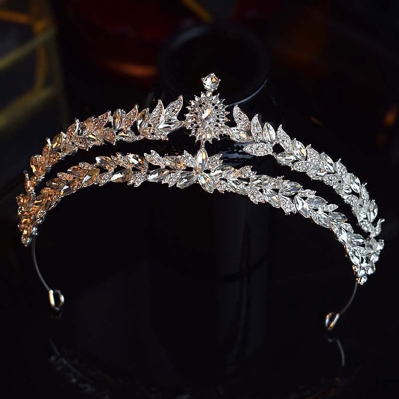 Svadbena tiara za kosu u korejskom stilu, legura, elektroplatinirana, kristalni dodatak