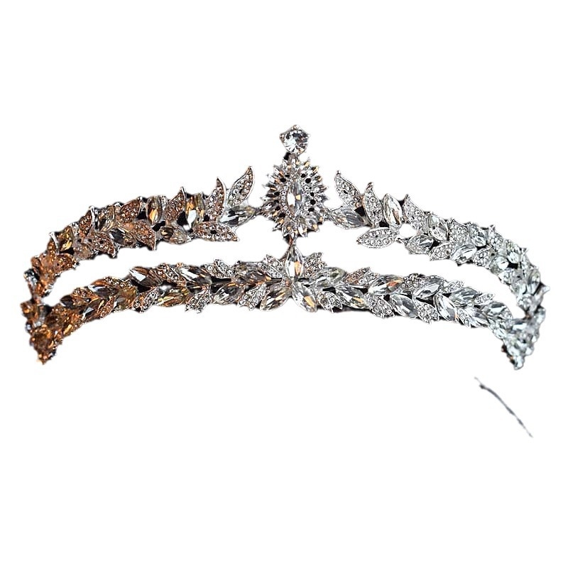 Svadbena tiara za kosu u korejskom stilu, legura, elektroplatinirana, kristalni dodatak