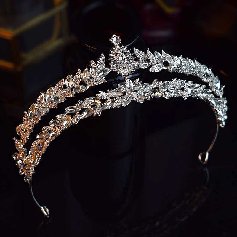 Svadbena tiara za kosu u korejskom stilu, legura, elektroplatinirana, kristalni dodatak