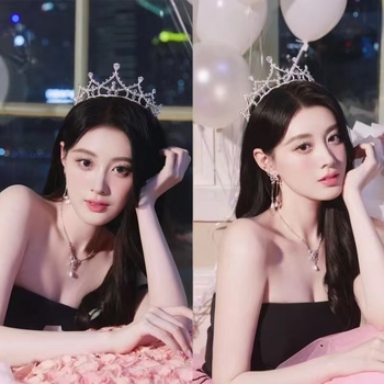 YINZUO Kovinska Krona s kristalima – KC zlatni premaz, elektroplating s točkastim bušenjem, ženski vjenčani dodatak za glavu