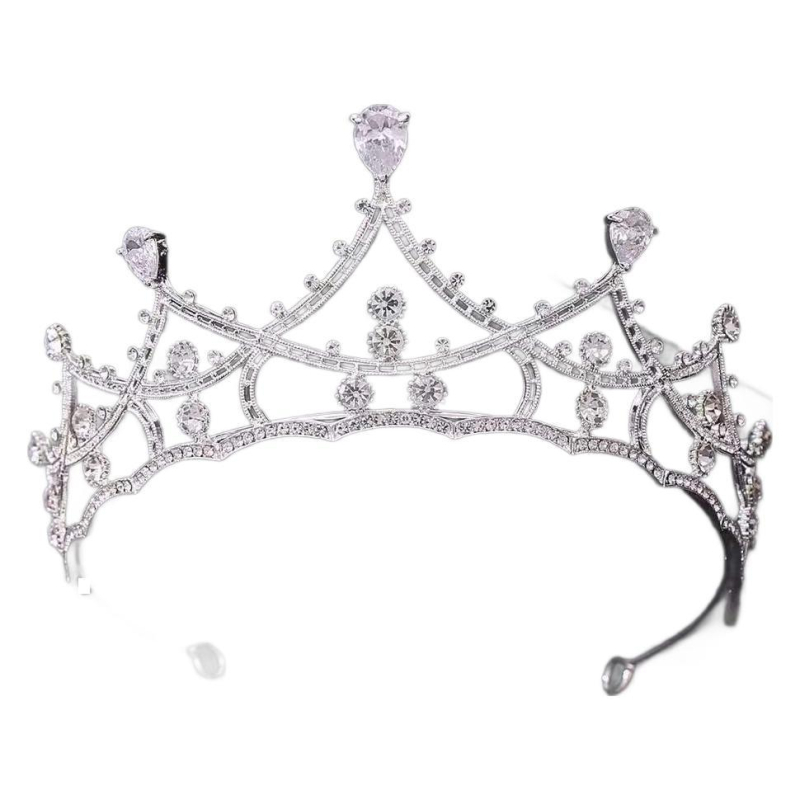 YINZUO Kovinska Krona s kristalima – KC zlatni premaz, elektroplating s točkastim bušenjem, ženski vjenčani dodatak za glavu