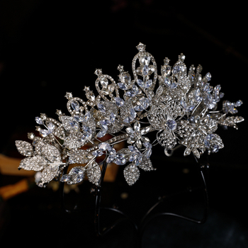 Τιάρα νύφης για κεφάλι – κράμα, λευκά κρύσταλλα, ηλεκτροπλατίωση, Hg221