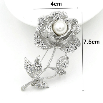 Broš cvijeta s perlama i kristalima, legura, elektroplatiranje, unisex floralni dizajn, model B1123