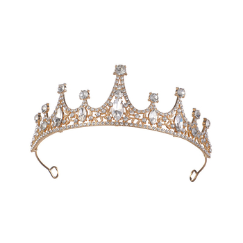 Vjenčana tiara od legure, K-9 čistoća, elektroplating, bijeli kristali