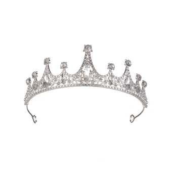 Vjenčana tiara od legure, K-9 čistoća, elektroplating, bijeli kristali