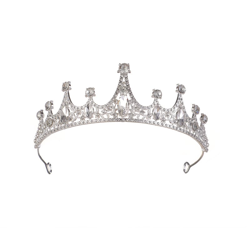 Vjenčana tiara od legure, K-9 čistoća, elektroplating, bijeli kristali