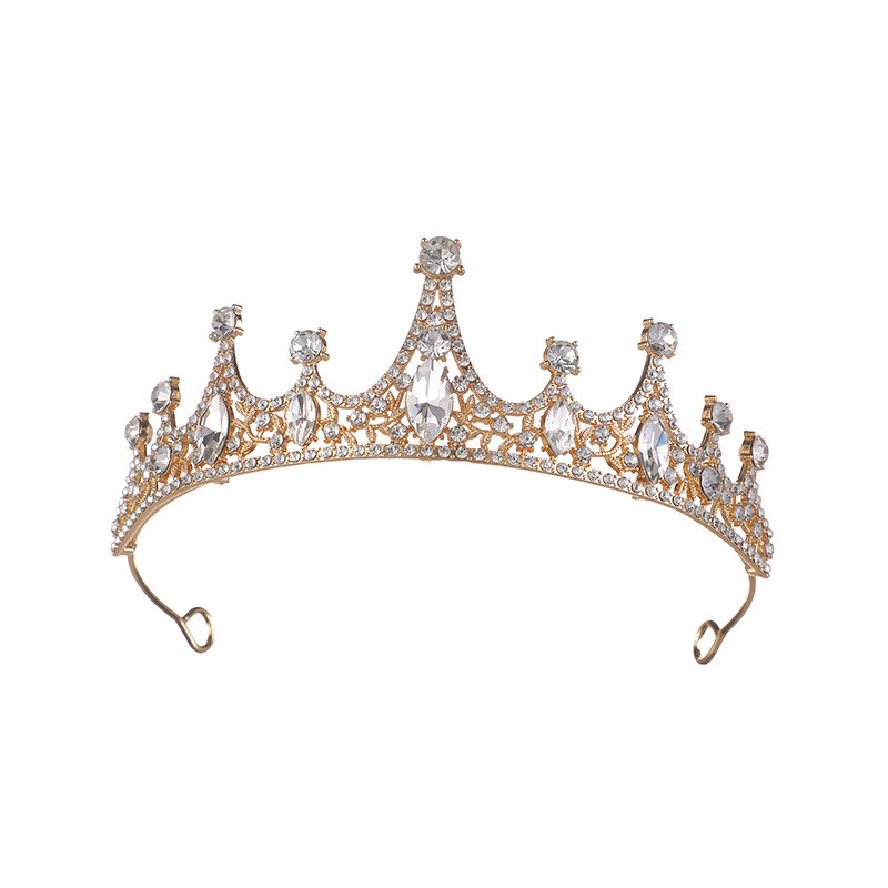 Vjenčana tiara od legure, K-9 čistoća, elektroplating, bijeli kristali