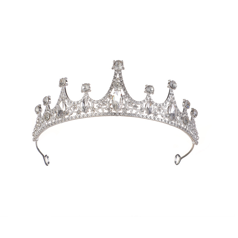 Vjenčana tiara od legure, K-9 čistoća, elektroplating, bijeli kristali