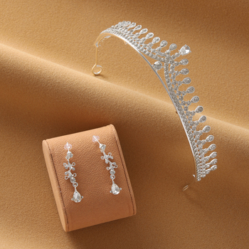 Set za glavu: kruna, tiara i naušnice (legura, 5K čistoća, japansko-korejski stil, umjetni kamenčići, elektroplatiranje)