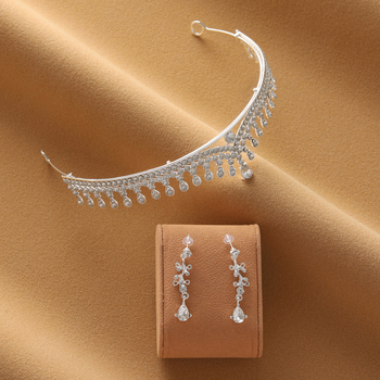 Set za glavu: kruna, tiara i naušnice (legura, 5K čistoća, japansko-korejski stil, umjetni kamenčići, elektroplatiranje)