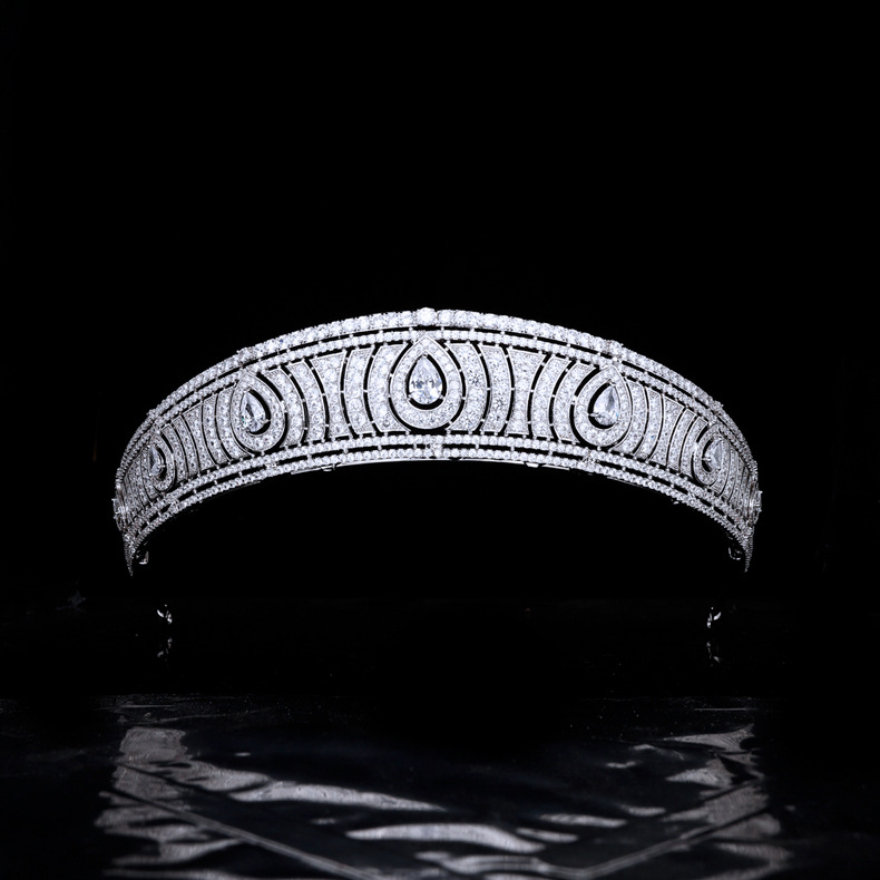 Barokna tiara za žene s bakrenom osnovom, AAA cirkon