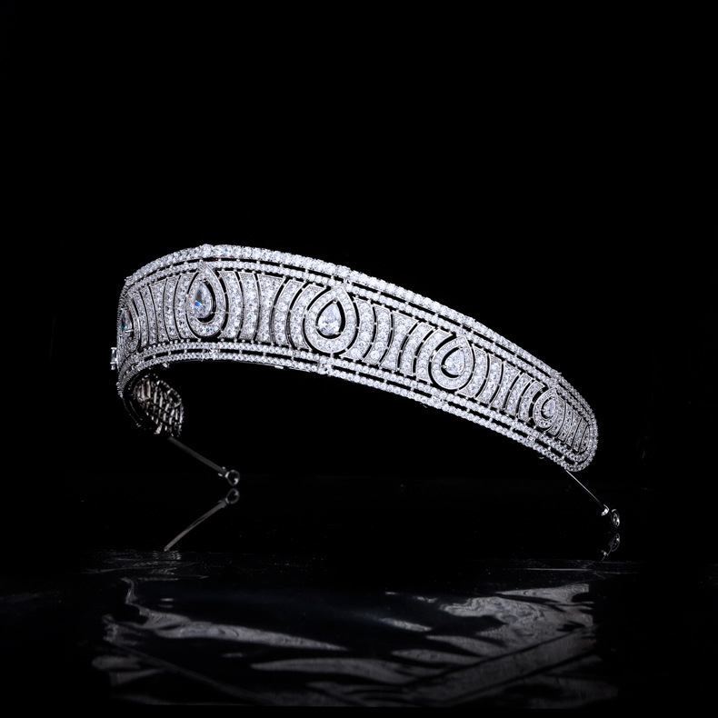 Barokna tiara za žene s bakrenom osnovom, AAA cirkon