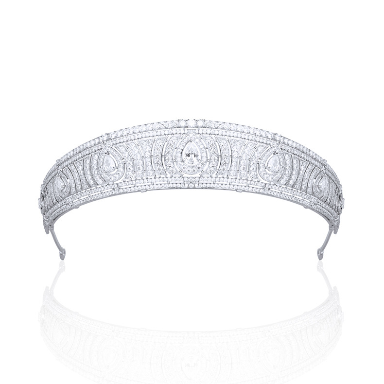 Barokna tiara za žene s bakrenom osnovom, AAA cirkon