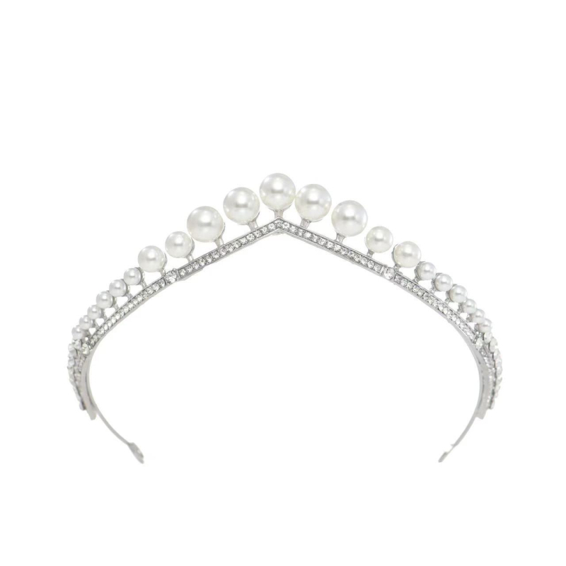 Perlasta rhinestone tiara – jednostavan vjenčani dodatak za kosu, oblik krune, elektroplating, čistoća K-5