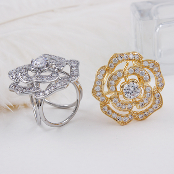 Bakrena kopča za šal s cirkonijom, tri prstena, motiv kamelija, mikro pavé, ženski modni dodatak, prilagodljivo, marka Hemok/Black Mo Kai