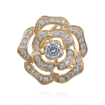 Bakrena kopča za šal s cirkonijom, tri prstena, motiv kamelija, mikro pavé, ženski modni dodatak, prilagodljivo, marka Hemok/Black Mo Kai