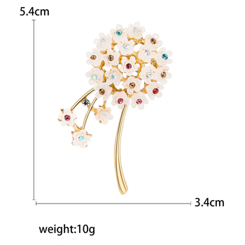 Broš od legure s dizajnom cvijeta i dijamantima za žene – jednostavan dekorativni dodatak