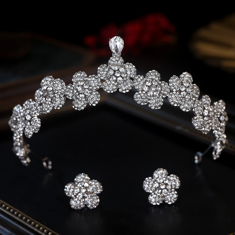 Γυναικείο στέμμα από κράμα, χειροποίητο αξεσουάρ μαλλιών με σχέδιο μπαρόκ και κρύσταλλα άλλου τύπου, κατάλληλο για γάμους ή γενέθλια