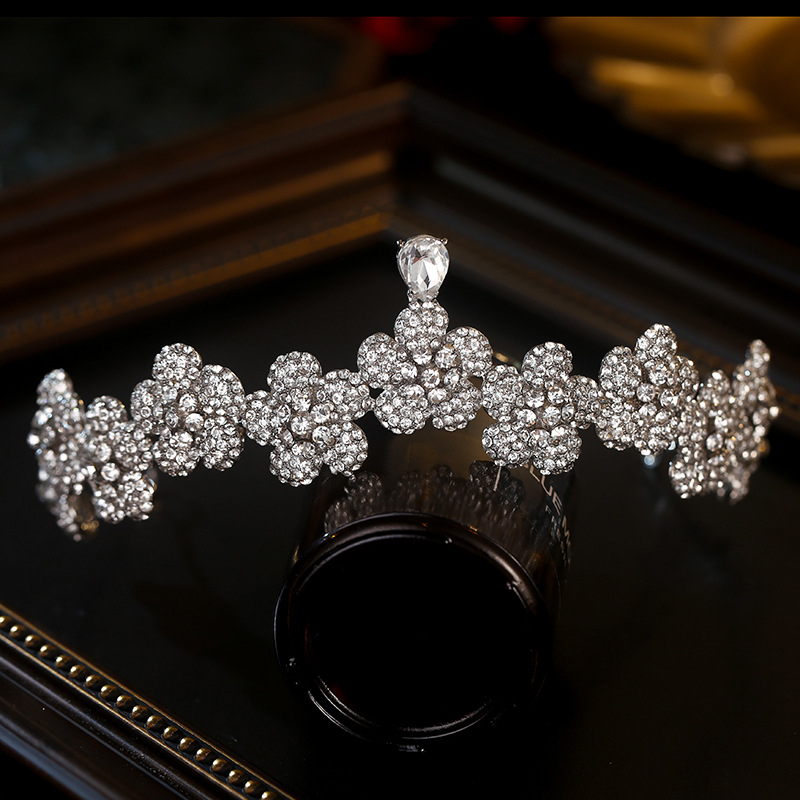 Γυναικείο στέμμα από κράμα, χειροποίητο αξεσουάρ μαλλιών με σχέδιο μπαρόκ και κρύσταλλα άλλου τύπου, κατάλληλο για γάμους ή γενέθλια