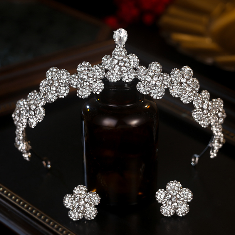 Γυναικείο στέμμα από κράμα, χειροποίητο αξεσουάρ μαλλιών με σχέδιο μπαρόκ και κρύσταλλα άλλου τύπου, κατάλληλο για γάμους ή γενέθλια