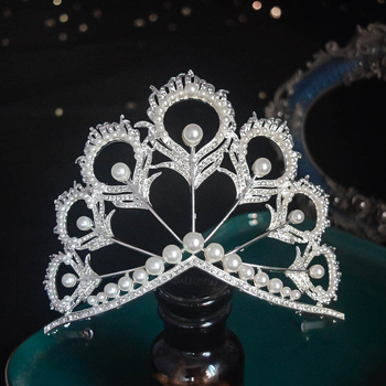Vjenčana tiara – rhinestone perle, cinkov legura, elektroplating, cvjetni dizajn, europski stil