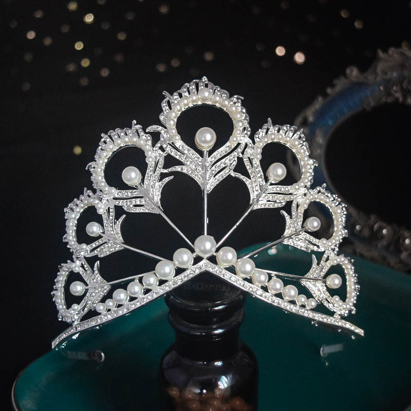 Vjenčana tiara – rhinestone perle, cinkov legura, elektroplating, cvjetni dizajn, europski stil