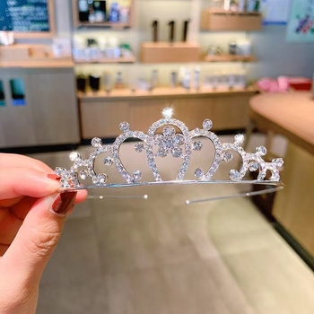 Dječja kruna za kosu, dijelovi s kristalima od legure, elektroplatirano, japansko-korejski stil