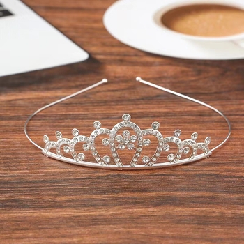 Dječja kruna za kosu, dijelovi s kristalima od legure, elektroplatirano, japansko-korejski stil