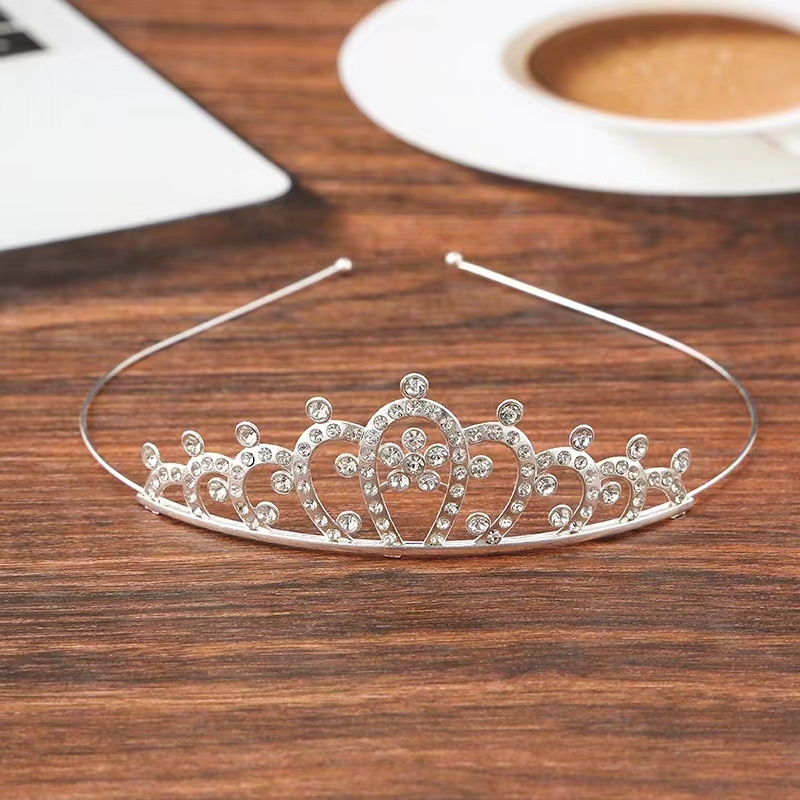 Dječja kruna za kosu, dijelovi s kristalima od legure, elektroplatirano, japansko-korejski stil