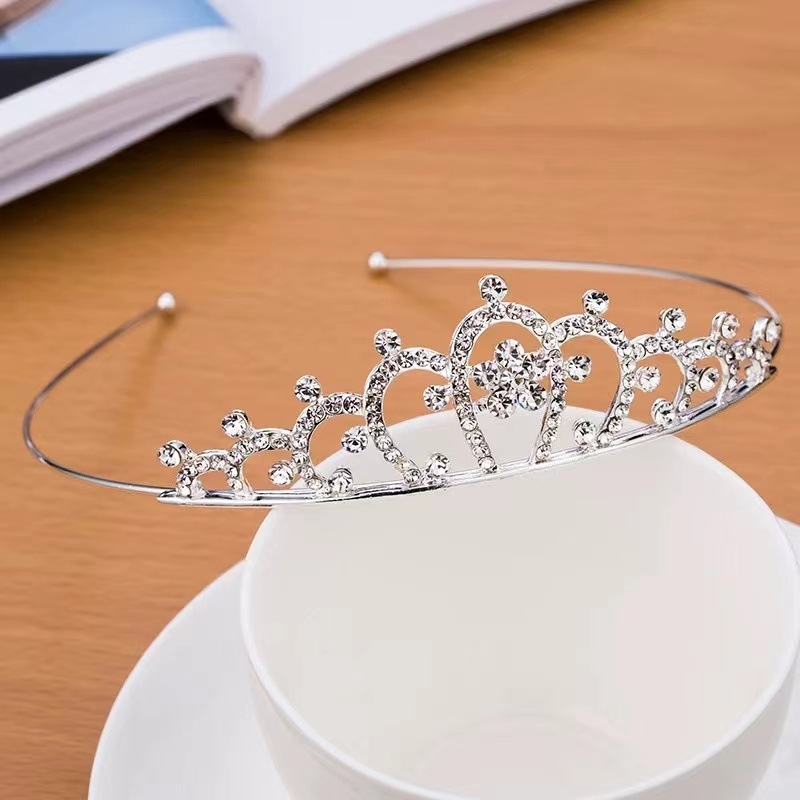 Dječja kruna za kosu, dijelovi s kristalima od legure, elektroplatirano, japansko-korejski stil