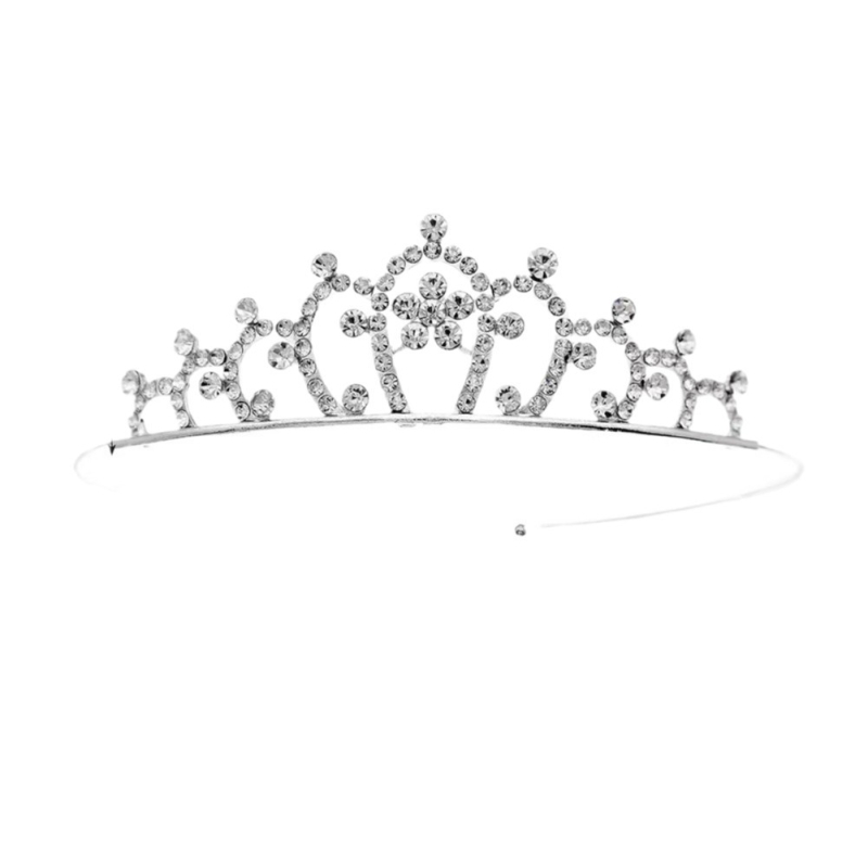 Tiara za kosu od legure s kristalima, elektroplatinirana