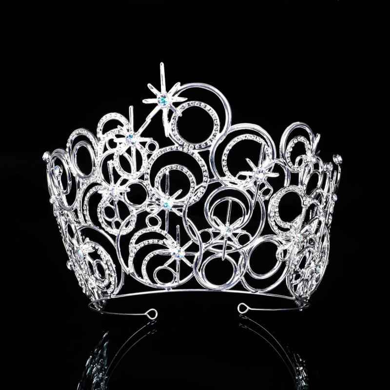 Στέμμα από κράμα με λευκά κρύσταλλα, γυναικείο vintage στυλ, για γάμο και πασαρέλα, ακρίβεια στην κατασκευή