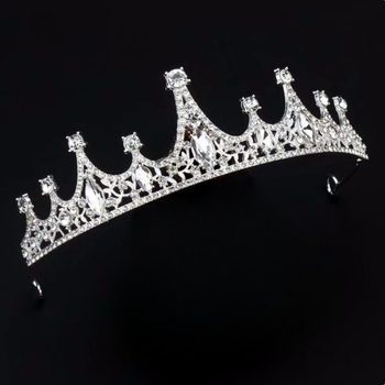 Κορώνα για μαλλιά για κορίτσια – κράμα, επικάλυψη αργύρου, στυλ κορώνας, λευκά κρύσταλλα