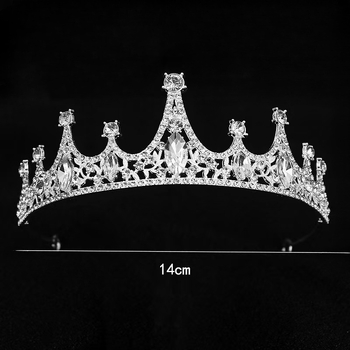 Κορώνα για μαλλιά για κορίτσια – κράμα, επικάλυψη αργύρου, στυλ κορώνας, λευκά κρύσταλλα