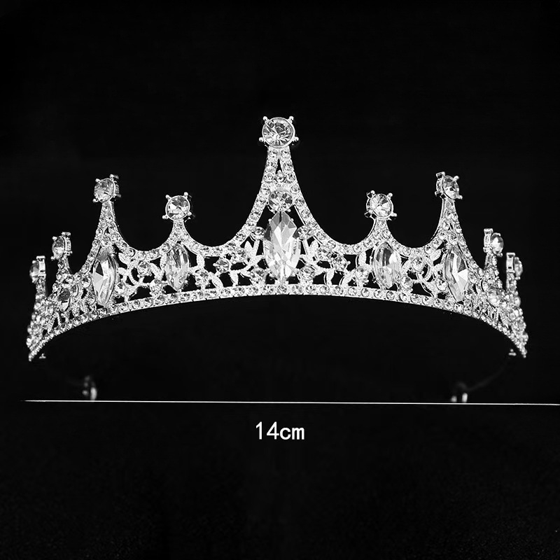 Κορώνα για μαλλιά για κορίτσια – κράμα, επικάλυψη αργύρου, στυλ κορώνας, λευκά κρύσταλλα